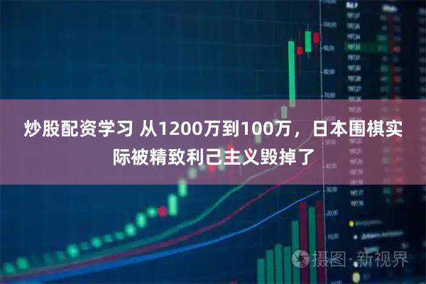 炒股配资学习 从1200万到100万，日本围棋实际被精致利己主义毁掉了